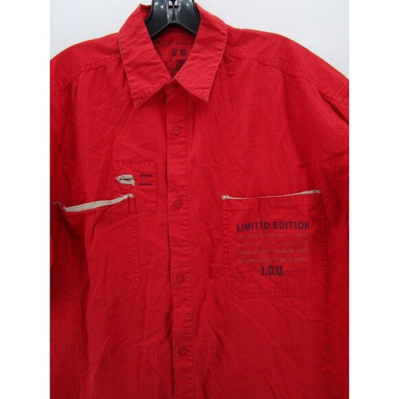 VINTAGE IOU Shirt Medium Button Down Pockets Camp Limited Edition Retro - Picture 2 of 10